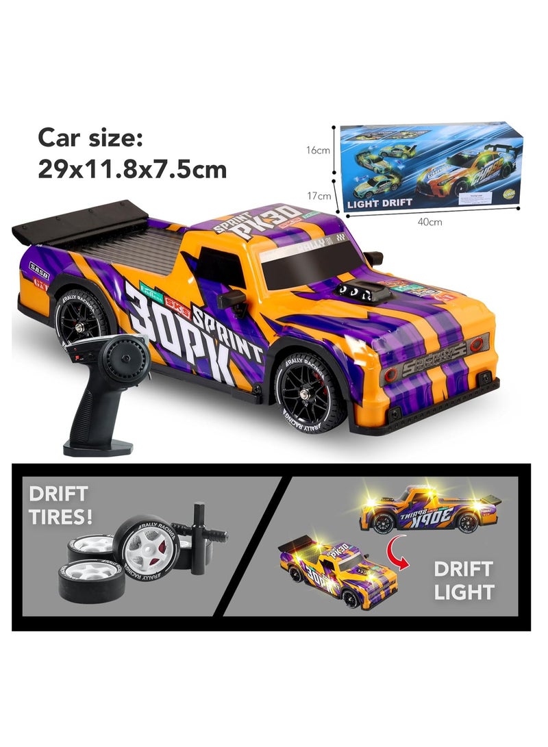 مايتويز سيارة درفت RC 1/16، 2.4GHz RTR سيارة درفت RC، سيارات سباق درفت مضيئة 4x4 بسرعة 18 كم/ساعة، شاحنة RC 4WD لجميع الطرق، كهربائية عالية السرعة للدرفت للبالغين - Image 2