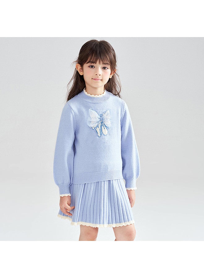DEESHA Bow Knit Top + Pleated Skirt】girls' 2-piece Set, Sweet And Versatile Outfit For Autumn/winter 2025 - Image 3