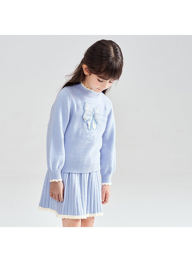 DEESHA Bow Knit Top + Pleated Skirt】girls' 2-piece Set, Sweet And Versatile Outfit For Autumn/winter 2025 - Image 4