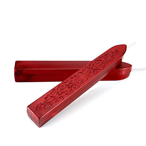 Yoption 5 Pcs Metallic Red Sealing Wax Sticks with Wicks for Wax Seal Stamp, Wedding Invitations, Envelopes, Gifts Sealing - Image 3