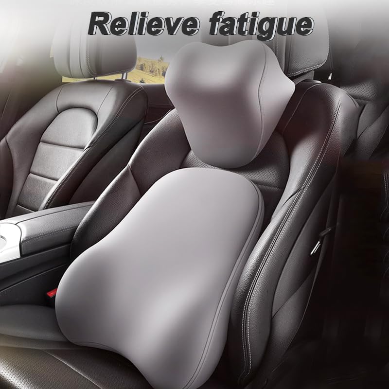 2 Pack Truck Headrest & Lumbar Support Cushion for Freightliner Cascadia Evolution 116 2017–2025, Memory Foam Ergonomic Car Headrest and Lumbar Support for Driving Fatigue Relief,A Black - Image 2