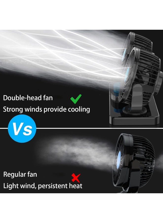 DIOTTI 12V Dual Head Car Fan, 2-Speed Adjustable 360° Rotatable Cooling Air Circulator with Cigarette Lighter Plug for Cars, Trucks, SUVs, RVs - Image 5