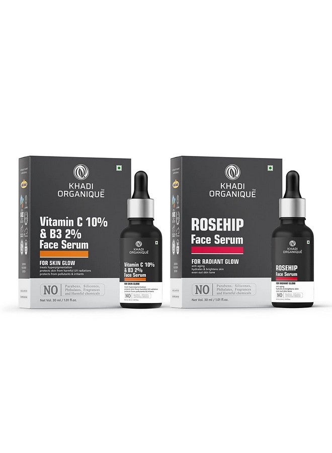Organique Vitamin C & Rosehip Face Serum For Glowing Skin, Brightening Skin & Acne Prone Skin (Pack of 2) 60 ml - Image 1