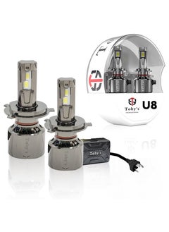 Toby's Toby's New Launch 2024 Upgraded U8 LED Headlight with 150W/Pair Power 15000LM/Pair Lumens, Color Temperature 6500K Plug and Play, Non-Polarity, Fog Headlight (H4)  - Image 1