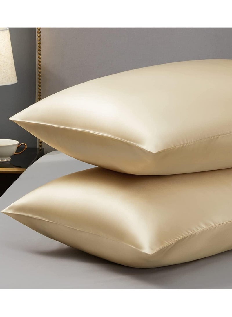 Silk Satin Pillowcase for Hair and Skin Care, Set of 2 Queen Size (51cm x 76cm), Soft Smooth Breathable Silk Pillow Covers, Luxurious Envelop Design  - Image 2