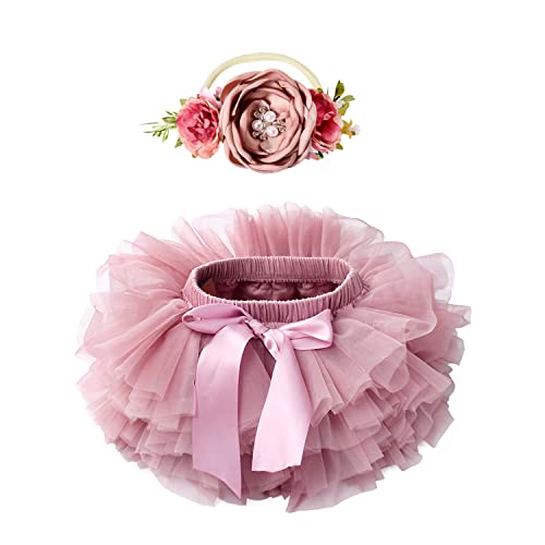 Tutu.kk Toddle Tutu Skirt for Baby Girl with Diaper Cover, Soft Baby Tutu Dress 6-12months with Flower Headband - Image 1