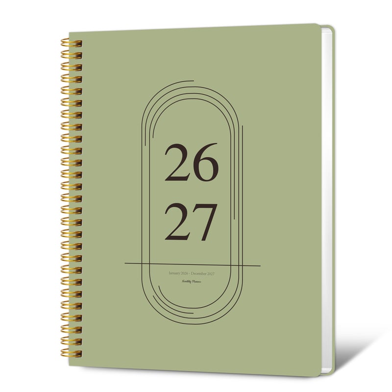 Kamoy Monthly Planner 2026-2027 - 2 Year Monthly Planner Calendar 2026-2027, Jan. 2026 - Dec. 2027, 7.3" * 9.5", 24 Months Calendar Planner with Note Pages, for Office, School Home Planning - Green - Image 1