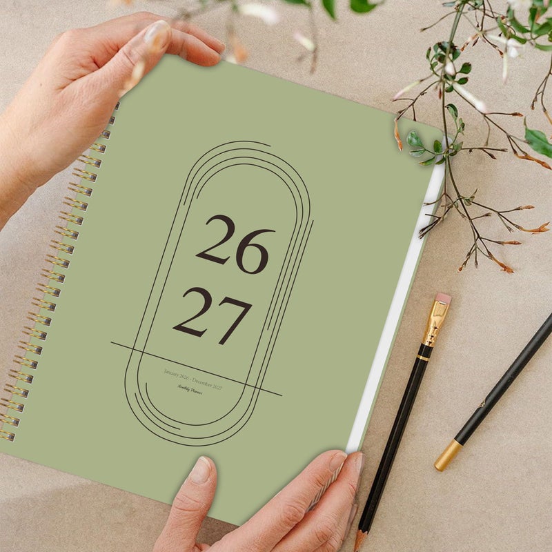 Kamoy Monthly Planner 2026-2027 - 2 Year Monthly Planner Calendar 2026-2027, Jan. 2026 - Dec. 2027, 7.3" * 9.5", 24 Months Calendar Planner with Note Pages, for Office, School Home Planning - Green - Image 3