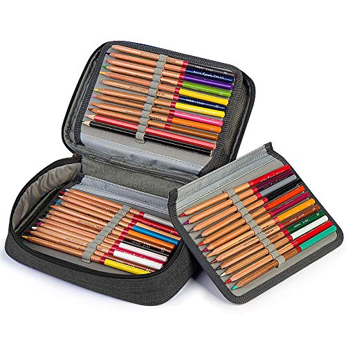 Number-one Large Capacity Pencil Case, 72 Slots Colored Pencil Pouch Bag Portable Pencil Holder Stationery Organizer with Compartments for Office and Travel, Black - Image 2