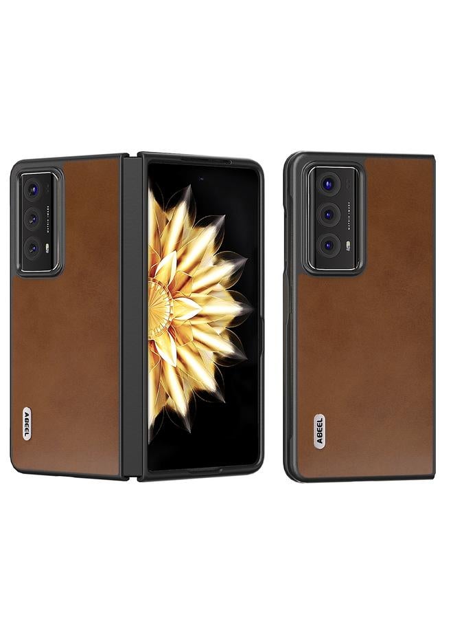 اس-توب جراب لهاتف Honor Magic V2، جراب هاتف من البولي يوريثان بلونين، من نسيج جلد العجل - Image 1