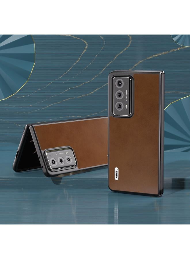 اس-توب جراب لهاتف Honor Magic V2، جراب هاتف من البولي يوريثان بلونين، من نسيج جلد العجل - Image 4