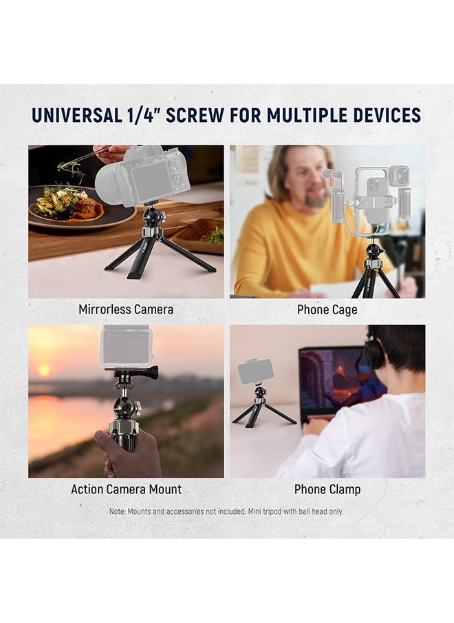 Neewer - NEEWER Mini Desk Tripod for iPhone with Ball Head 360° Rotatable 3 Cold Shoe Mounts, Metal Portable Table Tripod for Travel Vlogging Recording Compatible with Gopro DJI Phone DSLR Camera, TP31 - Image 1