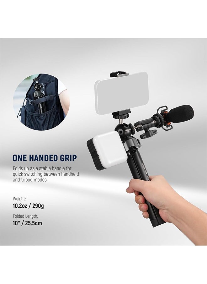 Neewer - NEEWER Mini Desk Tripod for iPhone with Ball Head 360° Rotatable 3 Cold Shoe Mounts, Metal Portable Table Tripod for Travel Vlogging Recording Compatible with Gopro DJI Phone DSLR Camera, TP31 - Image 1