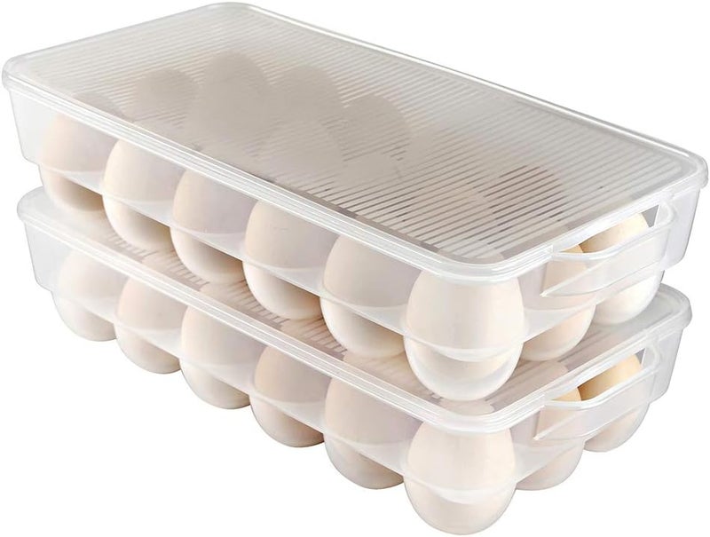 Eslite Covered Egg Holder,Egg Storage for Refrigerator,Fits 18 Eggs,Pack of 2 - Image 1