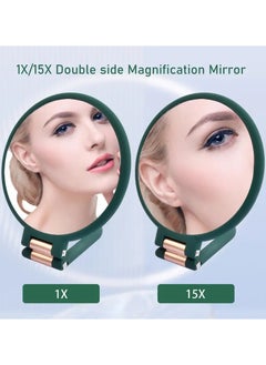 ORiTi 1X 15X Magnifying Hand Held Mirror Double Side Folding Hand Mirror For Women Men With Adjustable Handle  - Image 2