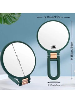 ORiTi 1X 15X Magnifying Hand Held Mirror Double Side Folding Hand Mirror For Women Men With Adjustable Handle  - Image 3