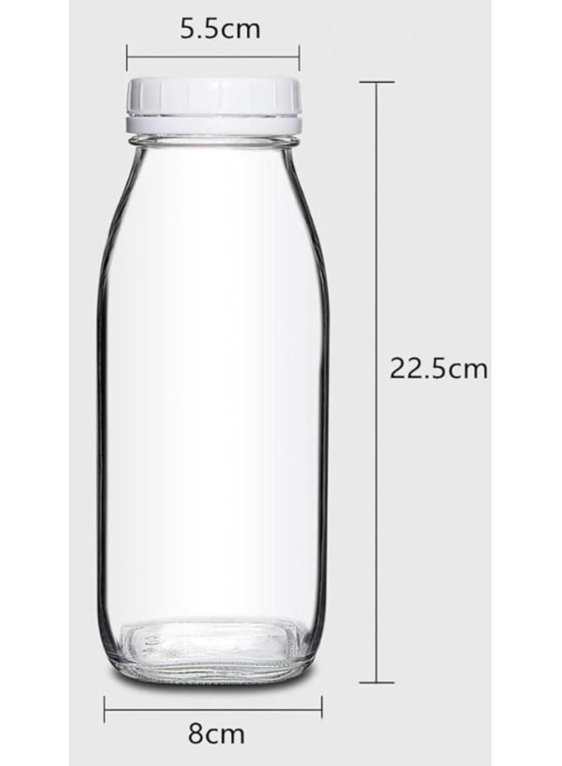 FUFU 6Pcs 32oz Glass Milk Bottle with Plastic Tamper-proof Caps  Vintage Reusable Dairy Drinking Containers, Milk, Juice,Yogurt, Smoothies  - Image 2