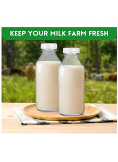 FUFU 6Pcs 32oz Glass Milk Bottle with Plastic Tamper-proof Caps  Vintage Reusable Dairy Drinking Containers, Milk, Juice,Yogurt, Smoothies  - Image 5