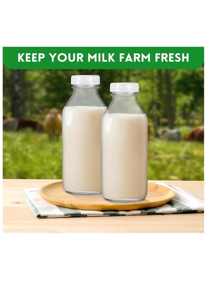 FUFU 6Pcs 32oz Glass Milk Bottle with Plastic Tamper-proof Caps  Vintage Reusable Dairy Drinking Containers, Milk, Juice,Yogurt, Smoothies  - Image 5