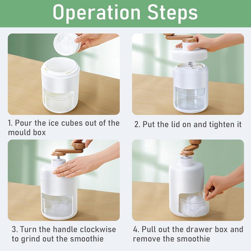 جليفار كسارة ثلج مخروطية ثلجية - ماكينة حلاقة ثلج يدوية - تصميم محمول، تشغيل سهل بمقبض يدوي، مع قالب ثلج للمشروبات المجمدة، ثلج ناعم للعصائر الصيفية والثلجية في المنزل - Image 2