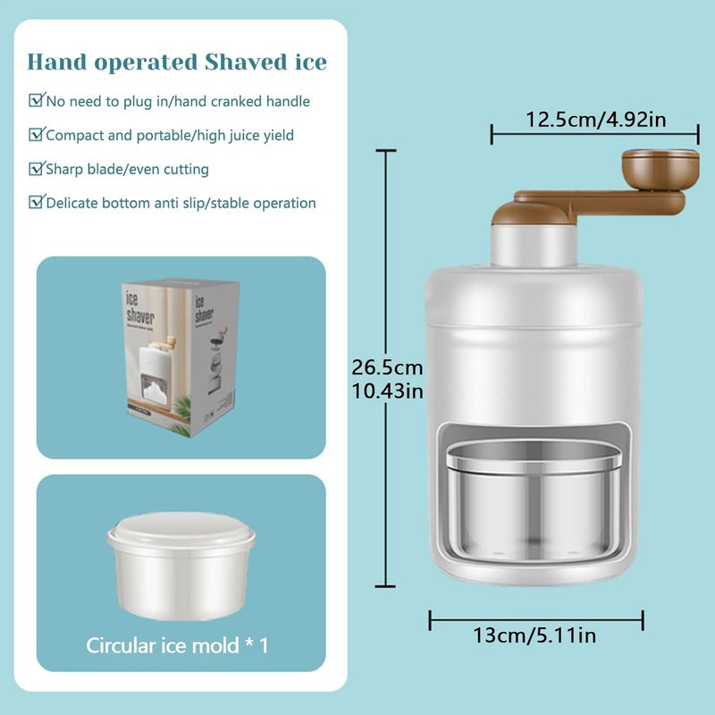 جليفار كسارة ثلج مخروطية ثلجية - ماكينة حلاقة ثلج يدوية - تصميم محمول، تشغيل سهل بمقبض يدوي، مع قالب ثلج للمشروبات المجمدة، ثلج ناعم للعصائر الصيفية والثلجية في المنزل - Image 4
