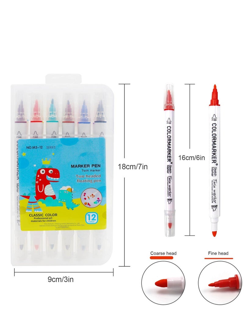 Excefore Magical Water Painting Pen, 12 Colors Double Ended, Water Painting Floating Marker Pen, Magical Water Floating Pen, Erasing Whiteboard Marker Pens, Magic Water Painting Pen for Kids  - Image 2