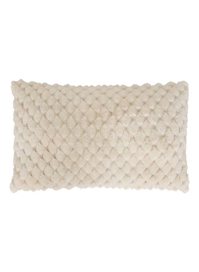 atmosphera Adriel Rectangular Shaped Fur Cushion Beige 50 x 80cm 212418 - Image 1