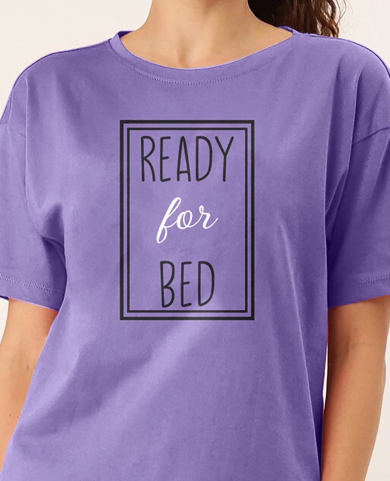 Hestia | Cotton Night Suit for Women | Night Wear Dress Set with Shorts and Tops & T-Shirt | Breathable Fabric | Shrink Free Night Dress Material | Time for Bed-Dot Printed | Purple | M | Set 1 - Image 2