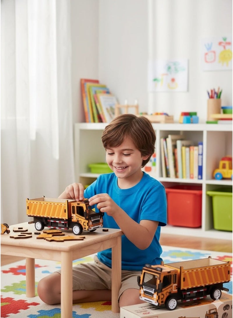 سعودي سيليكت لعبة شاحنة نقل خشبية ثلاثية الأبعاد جذابة - مجموعة تجميع نموذجية ممتعة لتعلم العلوم والتكنولوجيا والهندسة والرياضيات - Image 2