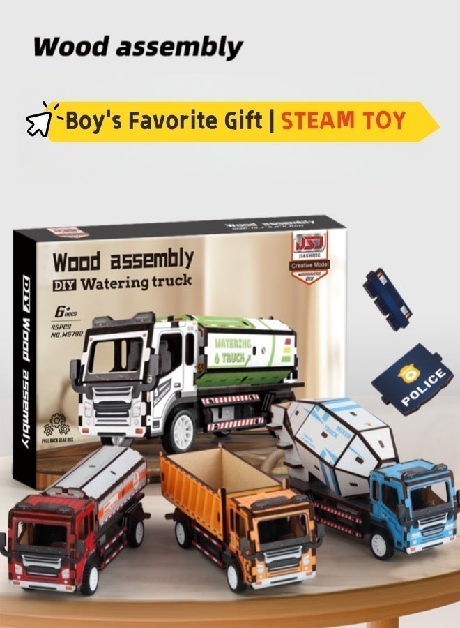 سعودي سيليكت لعبة شاحنة نقل خشبية ثلاثية الأبعاد جذابة - مجموعة تجميع نموذجية ممتعة لتعلم العلوم والتكنولوجيا والهندسة والرياضيات - Image 5