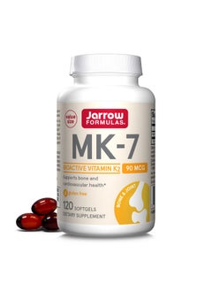 جارو فورملاز Jarrow Formulas MK-7 90 mcg - الشكل النشط بيولوجيًا لفيتامين K2 - 120 وجبة (كبسولات هلامية) - لصحة العظام والقلب والأوعية الدموية - مكمل غذائي لفيتامين K2 MK-7 - مكمل فيتامين K2 MK-7 - خالٍ من الجلوتين 