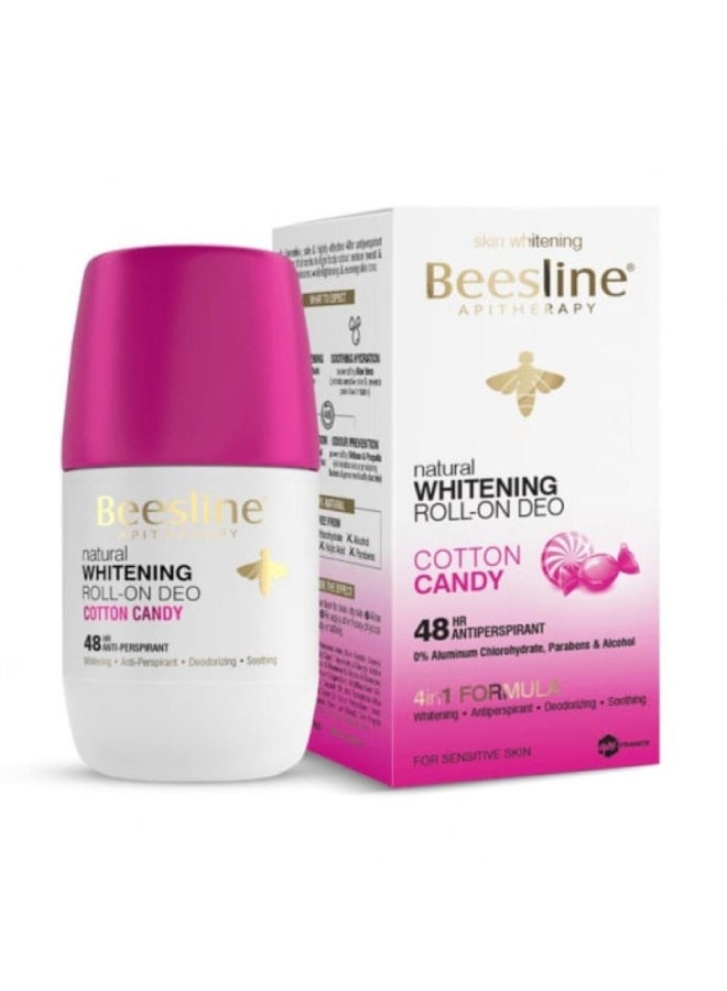Beesline Whitening Roll-On Cotton Candy Deodorant White/Pink/Gold 50ml - Image 1