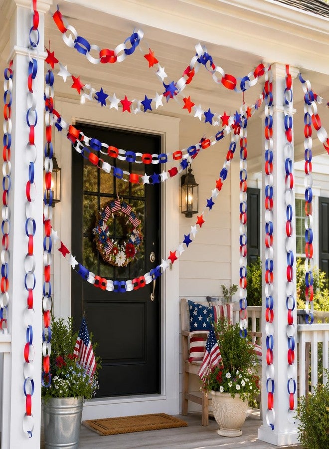 Baluue 4th of July Paper Chain, Red White and Blue Streamers Patriotic 250th Anniversary Paper Chain Strips for Crafting DIY Independence Day Party Decorations - Image 4