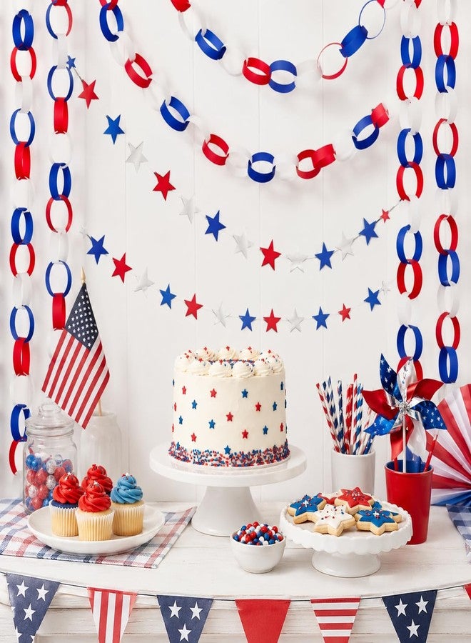 Baluue 4th of July Paper Chain, Red White and Blue Streamers Patriotic 250th Anniversary Paper Chain Strips for Crafting DIY Independence Day Party Decorations - Image 3