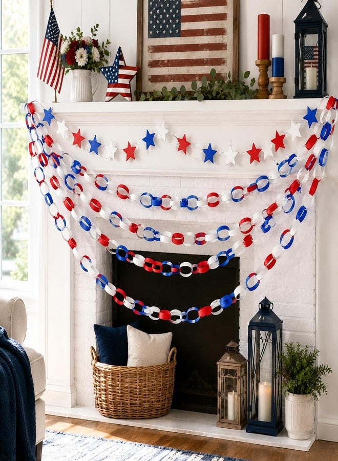 Baluue 4th of July Paper Chain, Red White and Blue Streamers Patriotic 250th Anniversary Paper Chain Strips for Crafting DIY Independence Day Party Decorations - Image 5