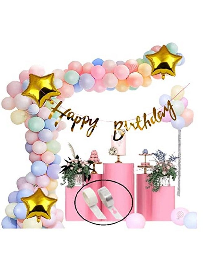HK balloons Foil Pastel Balloons With Calligraphy Birthday Banner Hand Balloon Pump And Glue Dot, Balloon Arch For Girls And Wife - Multicolor - 85 Pieces - Image 1