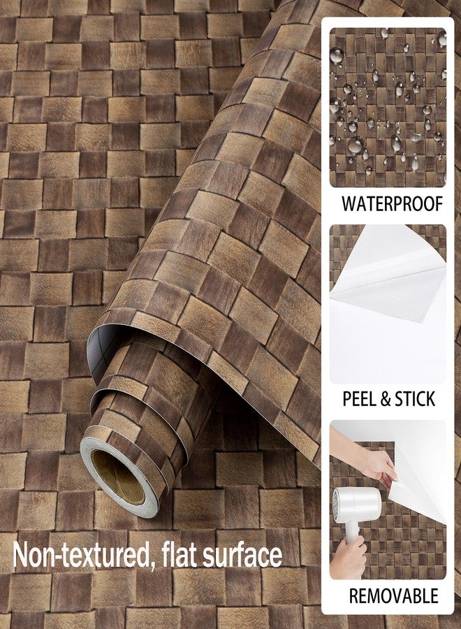 ReWallpaper ورق حائط ReWallpaper عتيق من الخيزران، قابل للتقشير واللصق، بني داكن، منسوج يدويًا، مقاس 15.8 بوصة × 23 قدمًا، ورق حائط مضفر بمظهر طبيعي منسوج، مقاوم للماء، مناسب للمطبخ والحمام والخزانة والباب - Image 4
