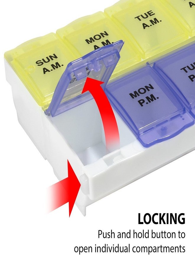 EZY DOSE (7-Day AM/PM Pill Planner, Medicine Case, Vitamin Organizer Box, 2X-Large Locking Compartments to Secure Medication and Prevent Spilling, Color May Vary (Randomly Selected, BPA Free - Image 2