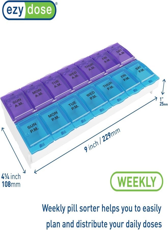 EZY DOSE (7-Day AM/PM Pill Planner, Medicine Case, Vitamin Organizer Box, 2X-Large Locking Compartments to Secure Medication and Prevent Spilling, Color May Vary (Randomly Selected, BPA Free - Image 3