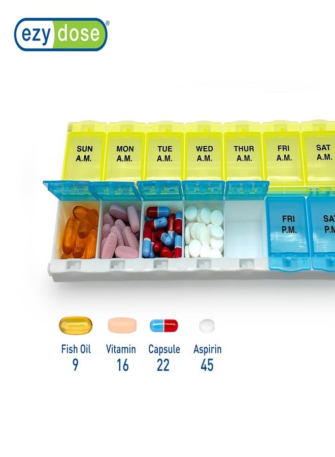 EZY DOSE (7-Day AM/PM Pill Planner, Medicine Case, Vitamin Organizer Box, 2X-Large Locking Compartments to Secure Medication and Prevent Spilling, Color May Vary (Randomly Selected, BPA Free - Image 4