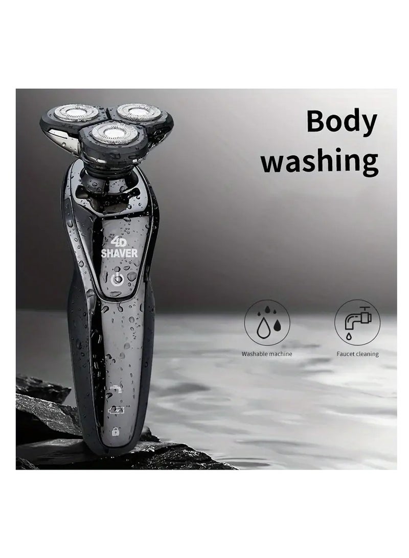Rechargeable Waterproof Electric Shaver Razor For Men With Nose And Sideburn Trimmers And Face Cleaning Brush - Achieve A Smooth And Clean Shave-5 In 1 Suit  Without base