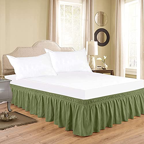 YRM Bedding's Olive Bed Skirt Wrap Around 600 Microfiber with Easy Fit with 15 Inch Tailored Drop Shrinkage and Fade Resistant with Microfiber 15 Bed Skirt Single Bed 36 x 72 - Image 1