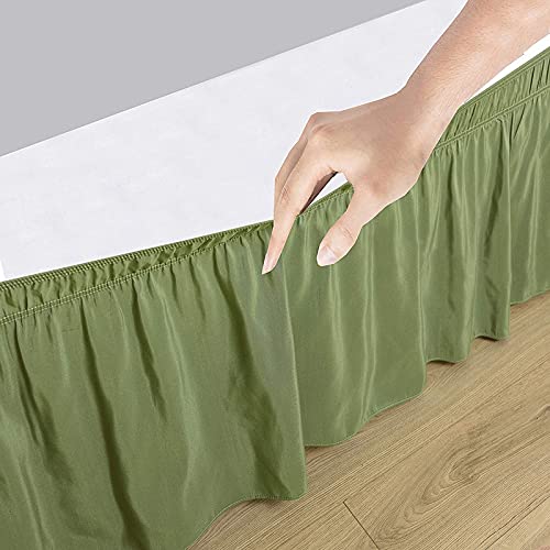 YRM Bedding's Olive Bed Skirt Wrap Around 600 Microfiber with Easy Fit with 15 Inch Tailored Drop Shrinkage and Fade Resistant with Microfiber 15 Bed Skirt Single Bed 36 x 72 - Image 3