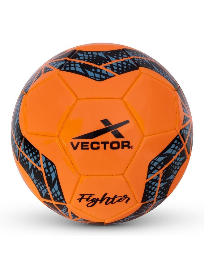 Vector X Fighter Football 32 Panel PVC Professional Training & Match Soccer Ball, Durable Design, Size 5, Orange - Image 1
