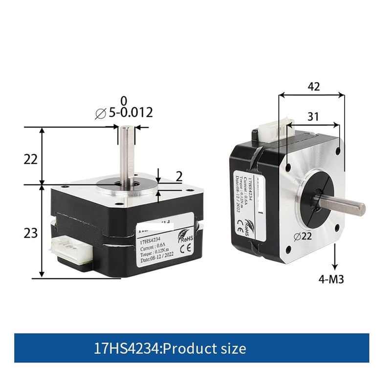 17HS4223 محرك خطوي 42 مم 0.7 أمبير 4 أطراف 14 نيوتن سم قطعة واحدة - Image 3