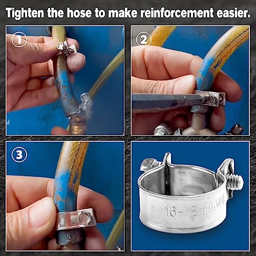 LEONTOOL 10 قطع مشبك خرطوم أنبوب الوقود المصنوع من الفولاذ المقاوم للصدأ 16-18 مم - Image 4