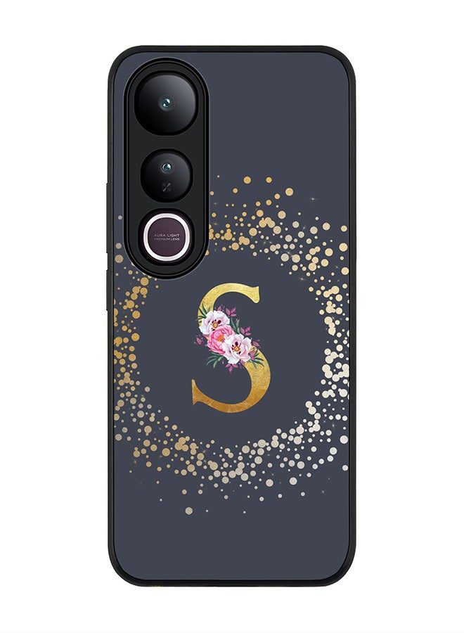 Stylizedd For vivo V50 Lite Case,Slim fit Camera Protection, Shockproof Thin Phone cover  - Custom Monogram Floral - S  (Grey )