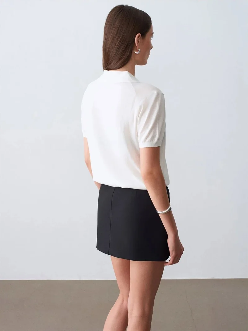 ديلفين DILVIN High-Waist Belted A-Line Mini Skirt