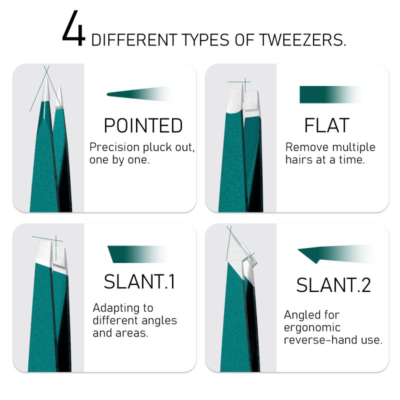 Takesy Upgraded Sharp Precision Tweezers for Facial Hair & Chin Hair, Slanted Design for Women & Men Eyebrow Plucker, Great with Travel Mirror Case (Green) - Image 3