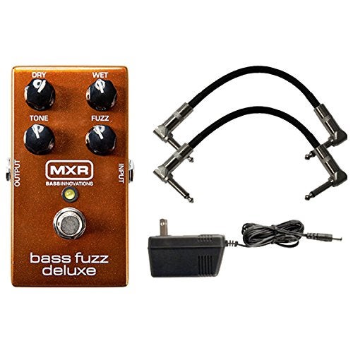 MXR M84 Bass Fuzz Deluxe Bass Stomp Box w/ 9V Power Supply and Patch Cables - Image 2